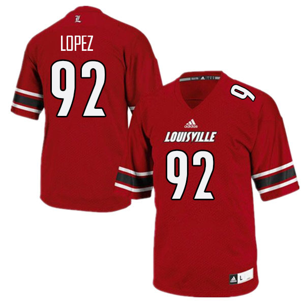 Men #92 Nick Lopez Louisville Cardinals College Football Jerseys Stitched Sale-Red